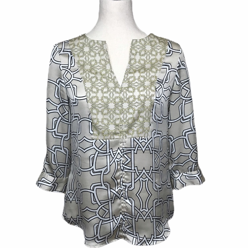 The Limited Satin Slip Geometric Print Blouse